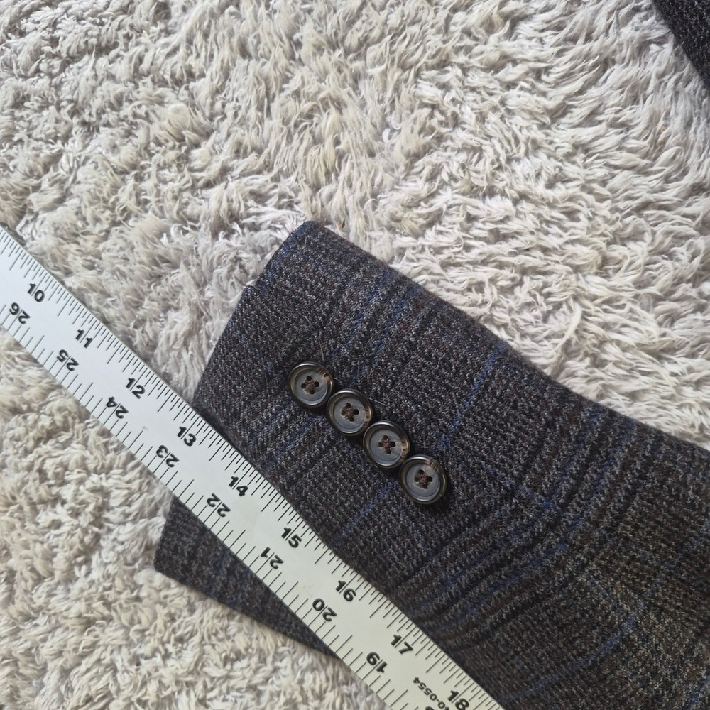 Lauren Ralph Lauren Glen Plaid Wool Blazer 39R Mens Charcoal Blue Sport Coat - Picture 8 of 9